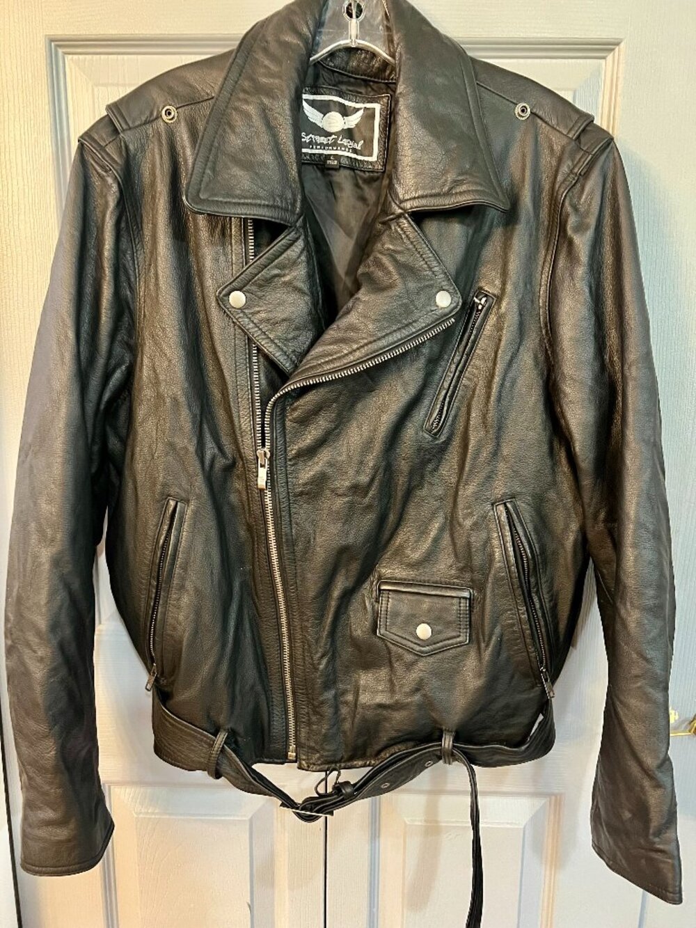 Men's Leather Biker Jacket/Coat by Street Legal - Black